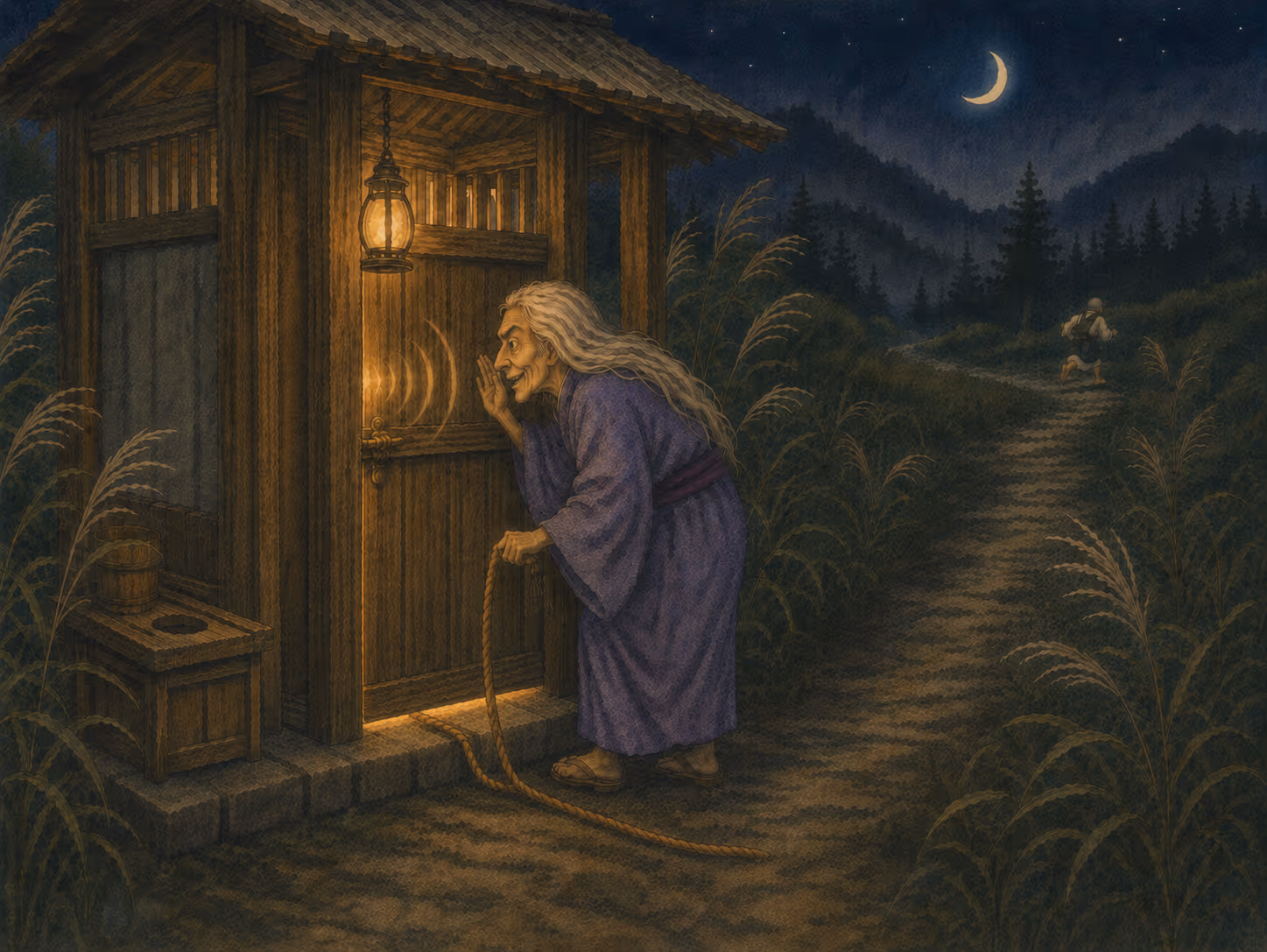 Illustrazione di La strega e il monaco: Sei ancora al gabinetto, signor monaco?